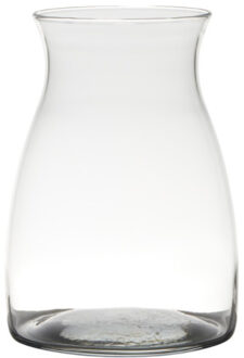 Transparante home-basics bloemenvaas - glas - transparant - H20 x D14 cm - Bloemen/takken/boeketten