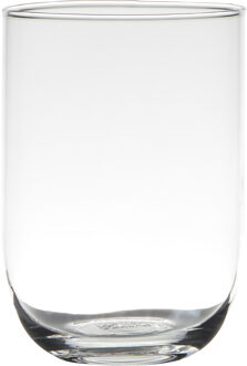 Transparante home-basics bloemenvaas van glas - 20 x 14 cm - Bloemen/takken/boeketten