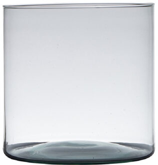 Transparante home-basics cilinder vorm vaas/vazen van gerecycled glas 30 x 19 cm - Vazen