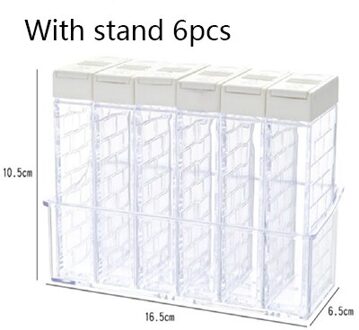 Transparante Kruidkruik Set Zout En Peper Kruiden Fles Kleurrijke Deksel Keuken Kruiderij Cruet Opslag Container met stand 6stk-A