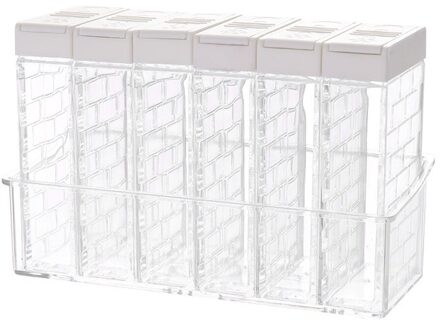 Transparante Kruidkruik Set Zout En Peper Kruiden Fles Kleurrijke Deksel Keuken Kruiderij Cruet Opslag Container Opslag Gereedschap wit