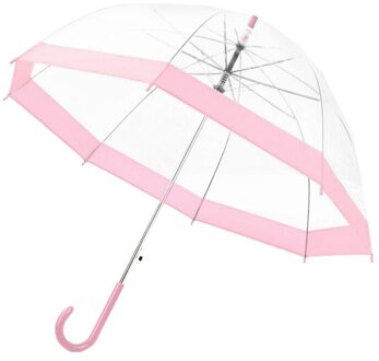 Transparante Lange Handvat Regen Paraplu Ultra Licht Vrouwen Kids Vrouwelijke Paraplu Roze