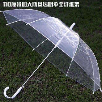 Transparante Lange Steel Paraplu Regen Vrouwen Clear Tuin Parasol Winddicht Kids Parasolka Damska Luxe Paraplu Zon EA6CBS 110cm wit curved