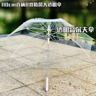 Transparante Lange Steel Paraplu Regen Vrouwen Clear Tuin Parasol Winddicht Kids Parasolka Damska Luxe Paraplu Zon EA6CBS 110cm wit rechtdoor