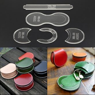 Transparante Lederen Craft Acryl Portemonnee Vintage Portemonnee Tas Patroon Stencil Template Outil Pour Le Cuir Tool Diy Set
