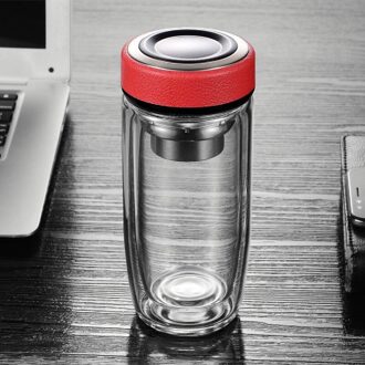 Transparante Leuke Theekopje Waterfles Double Wall Cup Shot Glass Drinken Glazen Water Fles Glas Hydroflask Rood