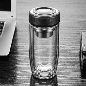 Transparante Leuke Theekopje Waterfles Double Wall Cup Shot Glass Drinken Glazen Water Fles Glas Hydroflask zwart