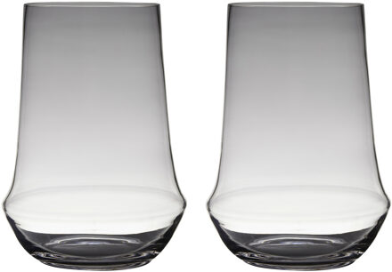 Transparante luxe grote stijlvolle vaas van glas - Set van 2x stuks - D25 x H35 cm - Bloemen/boekett