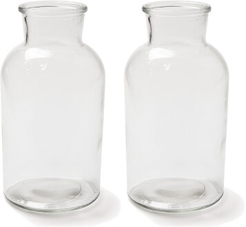 Transparante melkbus vaas/vazen van glas 10 x 20 cm