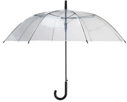 Transparante paraplu - kunststof handvat - dia 100 cm - doorzichtig - zwarte accenten