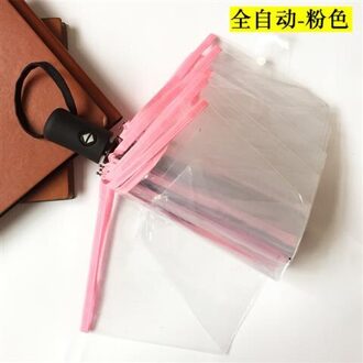 Transparante Paraplu Vrouwelijke Vouwen Netto Rode Transparante Paraplu Kleine Verse Grote Japanse Automatische Wit Student Mori Godin Automatic - roze