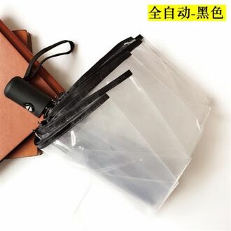 Transparante Paraplu Vrouwelijke Vouwen Netto Rode Transparante Paraplu Kleine Verse Grote Japanse Automatische Wit Student Mori Godin Automatic - zwart