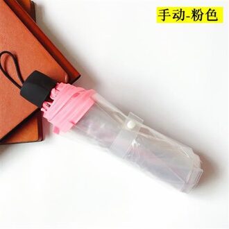 Transparante Paraplu Vrouwelijke Vouwen Netto Rode Transparante Paraplu Kleine Verse Grote Japanse Automatische Wit Student Mori Godin handleiding - roze