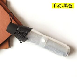Transparante Paraplu Vrouwelijke Vouwen Netto Rode Transparante Paraplu Kleine Verse Grote Japanse Automatische Wit Student Mori Godin handleiding - zwart