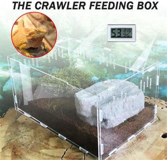 Transparante Pet Terrarium Reptiel Doos Fokken Box Live Box Cover Draagbare Koelbloedige Dier Insect Praktische Reptiel Terrariu met thermometer
