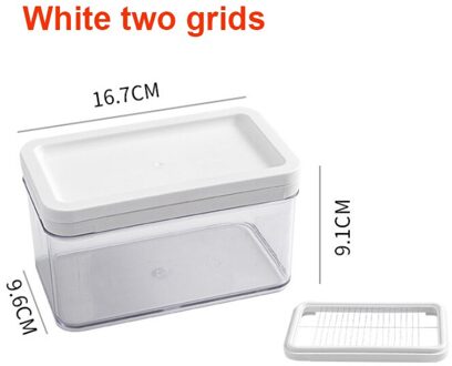 Transparante Plastic Botervloot Met Deksel Boter Keeper Container Opslag Cutter Slicer Boter Doos Geweldig Voor Keuken Opslag wit two grids