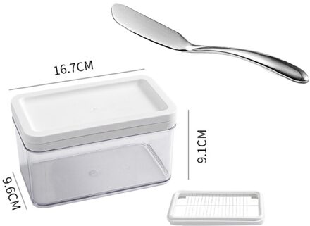 Transparante Plastic Butter Opbergdoos Container Kaas Snijden Server Keeper Lade Partitie Kaasplank Separator Voedsel Gereedschap Aknife