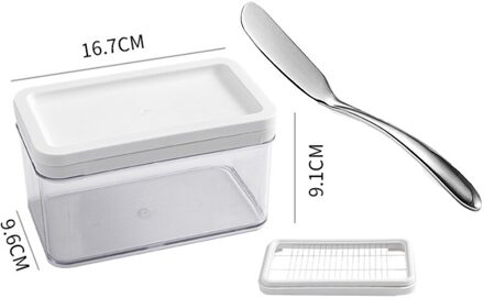 Transparante Plastic Butter Opbergdoos Container Kaas Snijden Server Keeper Lade Partitie Kaasplank Separator Voedsel Gereedschap Bknife