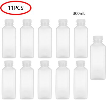 Transparante Plastic Lege Frisdrank Containers Flessen Met Deksels 300/350/400Ml Oranje Appel Citroen Sap Melk smoothies Flessen 300ml wit