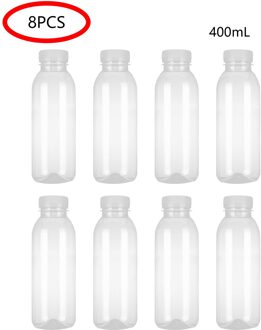 Transparante Plastic Lege Frisdrank Containers Flessen Met Deksels 300/350/400Ml Oranje Appel Citroen Sap Melk smoothies Flessen 400ml wit