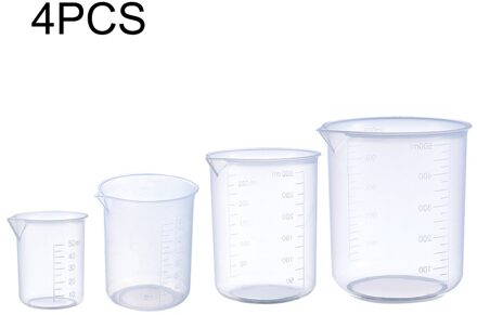 Transparante Plastic Maatbeker Laboratorium Beker Afgestudeerd Jug Cup Keuken Bakken Koken Levert Meting Container Tool 4stk