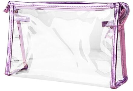 Transparante Plastic Pvc Reizen Cosmetische Make Up Toilettas Rits paars