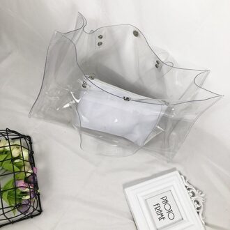 Transparante Pvc Grote Capaciteit Tote Tas Vrouwen Portemonnees En Handtas Zomer Schoudertassen Vrouwelijke Strand bolsas transparant wit