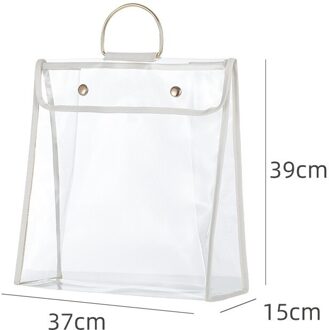 Transparante PVC Opbergtas Met Opknoping Haak Handtas Stofkap Draagbare Draagtas Huishoudelijke Organizer 2 Kleuren wit M