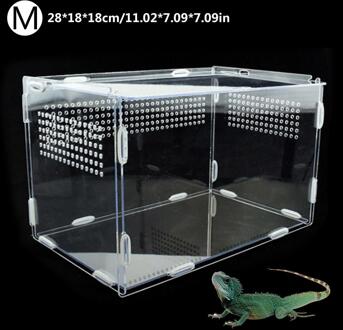 Transparante Reptiel Fokkerij Doos Acryl Voerbox 360 Graden Hoge Transparante Magnetische Huisdier Klimmen Terrarium 28x18x18cm
