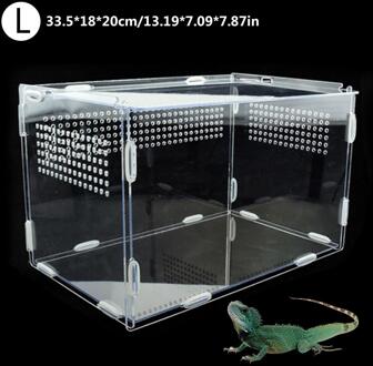 Transparante Reptiel Fokkerij Doos Acryl Voerbox 360 Graden Hoge Transparante Magnetische Huisdier Klimmen Terrarium 33.5x18x20cm