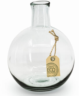 Transparante ronde fles vaas/vazen van eco glas 18 x 24 cm