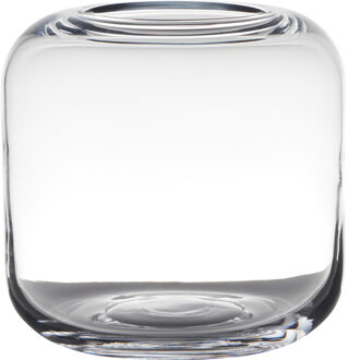 Transparante ronde vaas/vazen van glas 21 x 21 cm