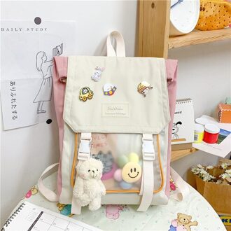 Transparante Rugzak Vrouw Laptop Tas 15.6 Inch Leuke Kawaii Japanse Stijl Rugzakken Voor Tienermeisjes School Ita Tas Vrouwen H220 roze