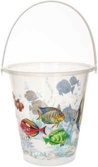 Transparante speelgoed strandemmer vissen 23 x 22 cm Blauw