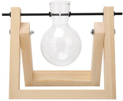 Transparante Vaas Met Voldoende Duurzaamheid En Robuustheid Glas Houten Frame Hydrocultuur Planten Bonsai Decoratie glass vase-A