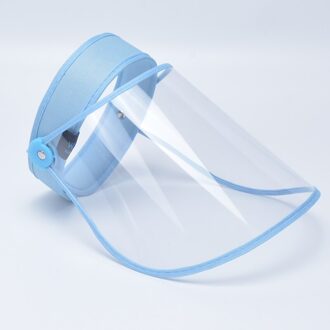 Transparante Verstelbare Cap Helm Plastic Anti-Spitting Droplet Stofdicht Olie Splash Beschermende Veiligheid Faceshield Cover Hoed blauw