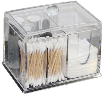 Transparante Wattenstaafje Box Clear Acryl Organizer Holder Make Pads Opbergdoos Desktop Organizer Jewelry Case Voor Cosmetica