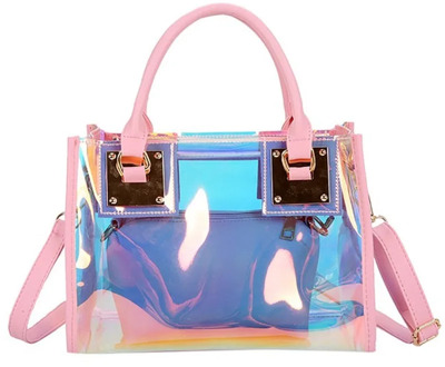 Transparent Bag PVC Clear Multi-Function Color Messenger Bag Women Zipper Satchels Handbag Girl Laser Shoulder Bag Luxury Bolsas