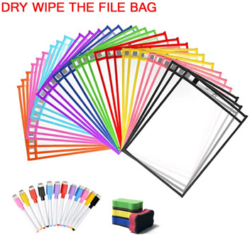 Transparent Dry Erase Pockets Used for Teaching Supplies Dry Wipe The File Bag Wipe Drawing Dry Erase Board White Board Markers