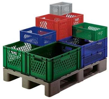 Transportstapelbak | L600xB400xH270mm | grijs PP handgreepopening | zijwanden met openingen | 1 stuk - TK600/270-1 GRAU TK600/270-1 GRAU