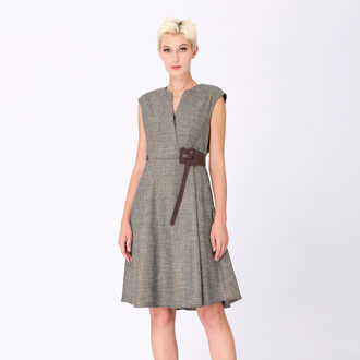 Trapeze -jurk met kruiseffect Grijs - S