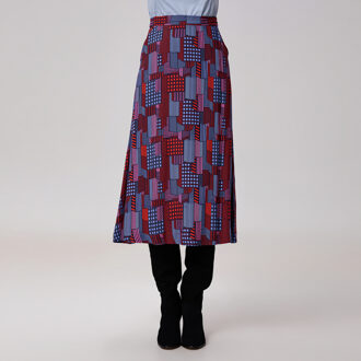 Trapeze midi-rok met grafische print Veelkleurig