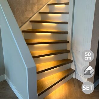 Trapverlichting cob led strip warm wit 50 cm - complete set inclusief profiel