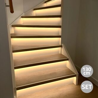 Trapverlichting cob led strip warm wit complete set 130 cm