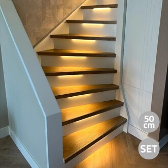 Trapverlichting cob led strip warm wit complete set 50 cm