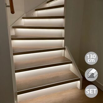 Trapverlichting led strip helder wit 130 cm - complete set inclusief profiel