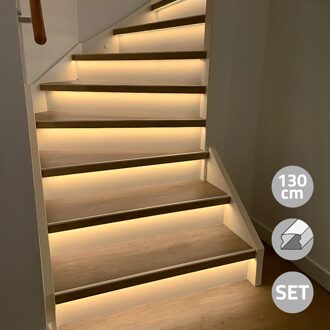 Trapverlichting led strip warm wit 130 cm - complete set inclusief profiel