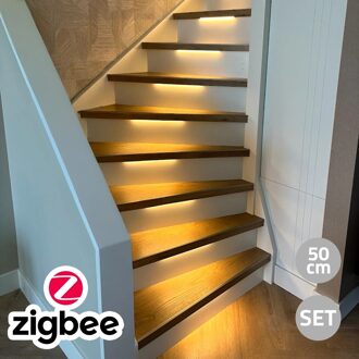 Trapverlichting zigbee led strip warm wit - complete set 50 cm