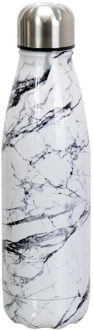 Travel drinkfles voor warme en koude dranken - marmer - roestvrij staal - met schroefdop - 500 ml