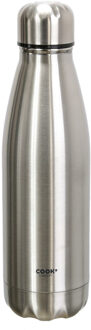 Travel drinkfles voor warme en koude dranken - zilver - roestvrij staal - met schroefdop - 500 ml